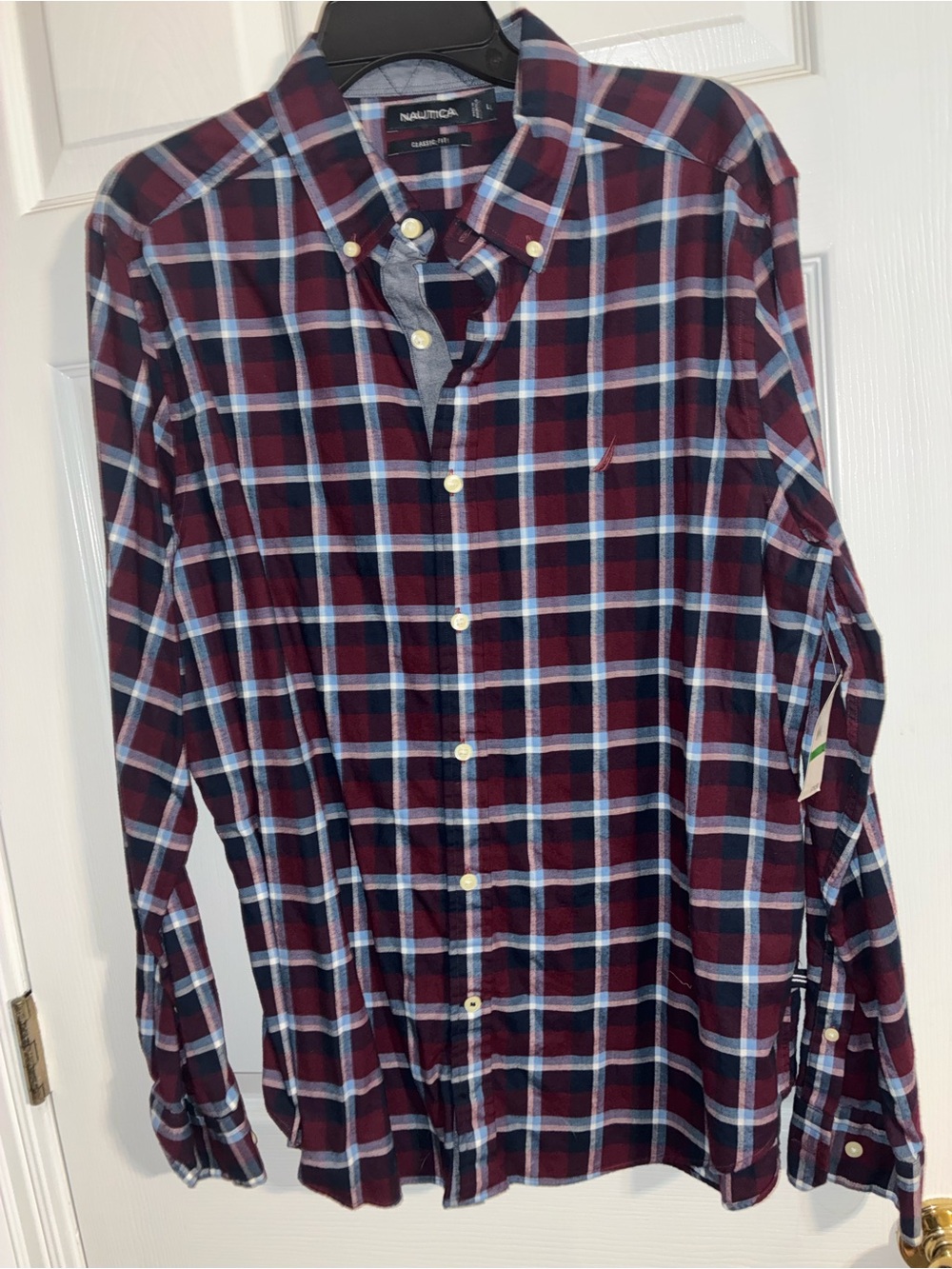 Nautica Men's Burgundy & Navy Plaid Button-Down Shirt